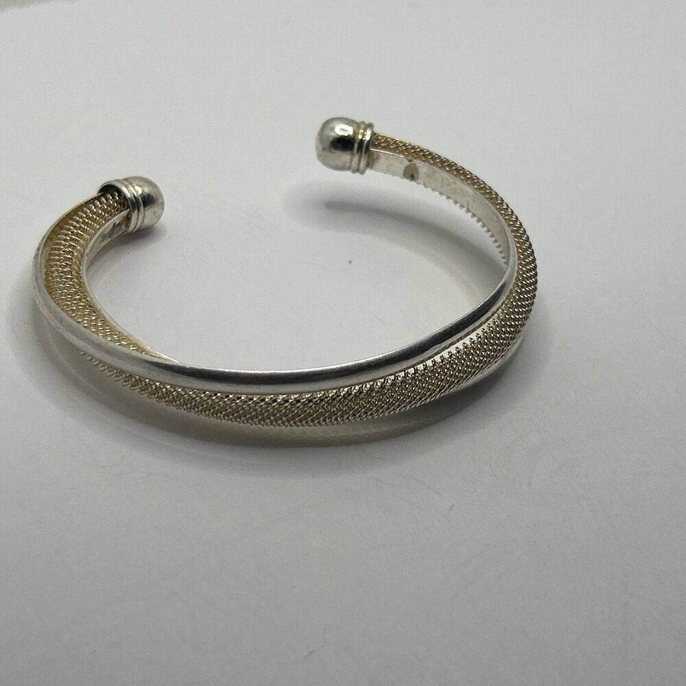 Sterling Silver Mesh Cuff Bracelet   .925 modernist design